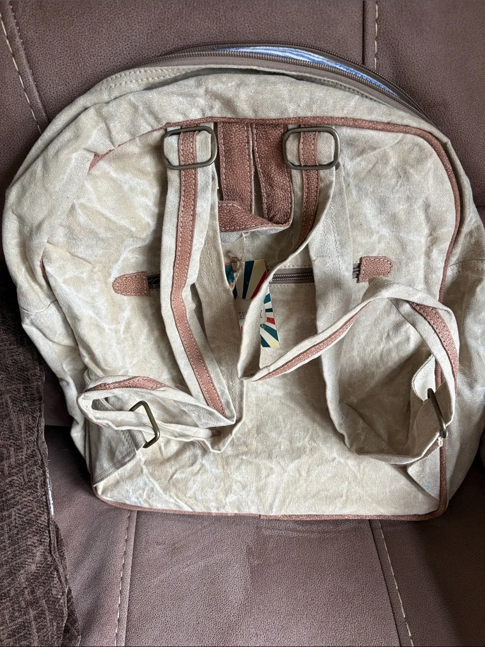 Boho Patchwork Tan & Brown Women's Backpack